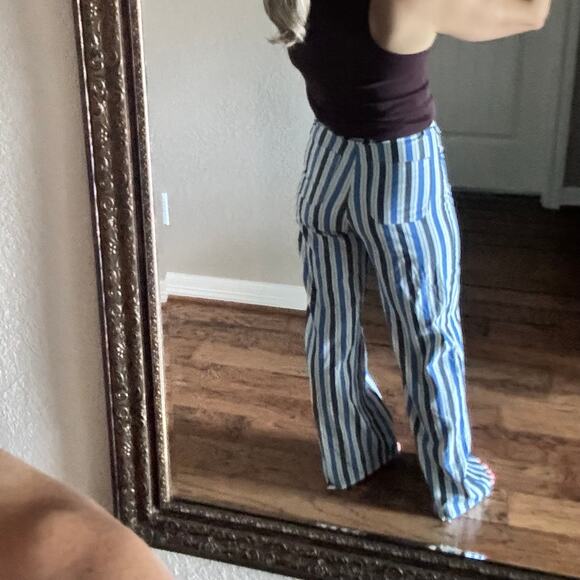 Zara High Waist Striped Pants Wide Leg Lightweight Knit Hippie Boho Size Small - Picture 9 of 10